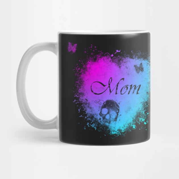 Neon Grungy Gothic Mom, Skull & Butterflies by HolidayBug